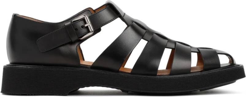 Church's Zwarte Leren Sandalen Lichtgewicht Sleehak Black Heren