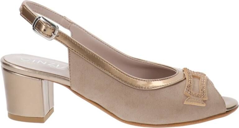 Cinzia Soft Dames Hakken Schoenen Van Imitatieleer En Stof Beige Dames