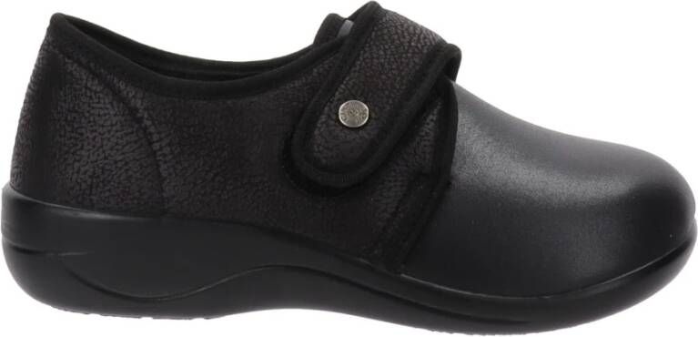 Cinzia Soft Dames Sneakers van imitatieleer met klittenbandsluiting Black Dames