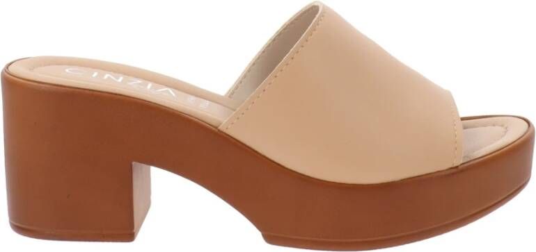 Cinzia Soft Leren Damesandalen Slip-On Sluiting Beige Dames