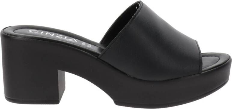 Cinzia Soft Leren Damesandalen Slip-On Sluiting Black Dames