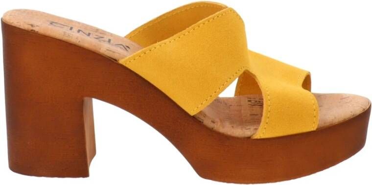 Cinzia Soft Hoge hak leren instap sandalen Yellow Dames