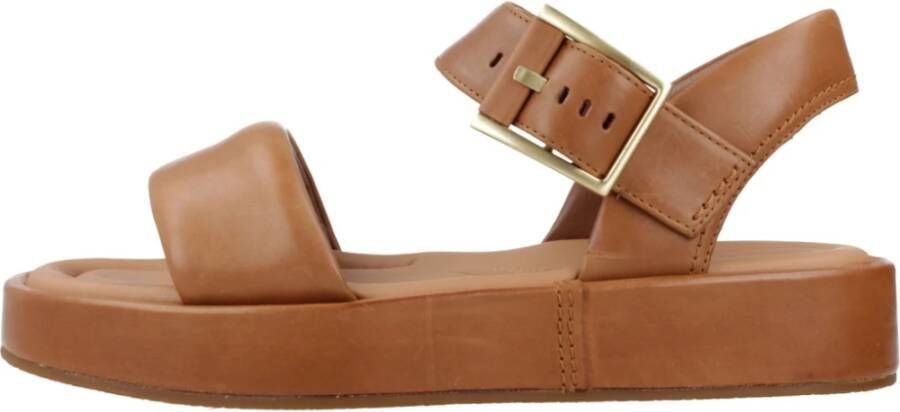 Clarks Alda Strap Platte Sandalen Brown Dames