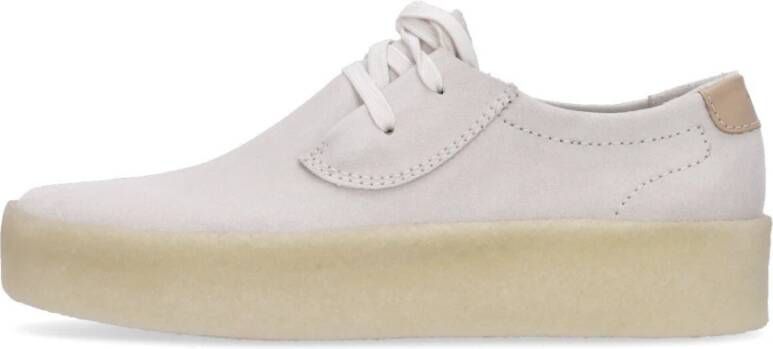 Clarks Ashcott Cup Off White Suede Sneakers Wit Heren