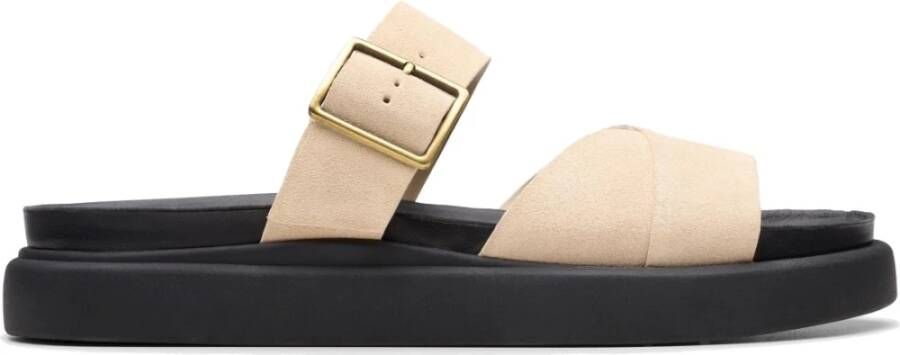 Clarks Beige Platte Sandalen voor Vrouwen
