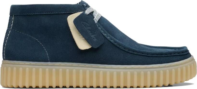 Clarks Blauwe Suède Hoge Top Sneakers Blue Heren