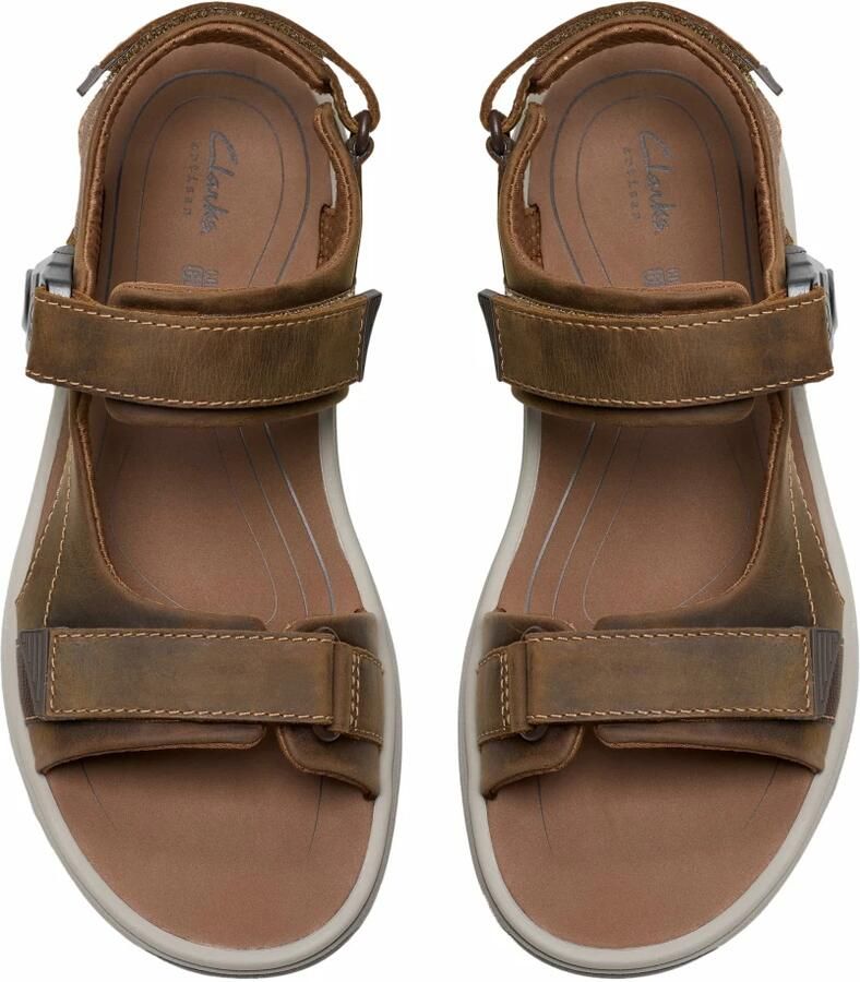 Clarks Magnetische Sluiting Leren Sandaal Brown Heren