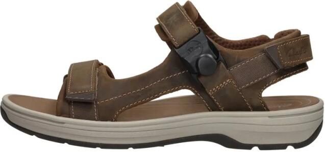 Clarks Magnetische Sluiting Leren Sandaal Brown Heren - Foto 4