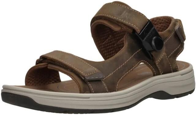 Clarks Magnetische Sluiting Leren Sandaal Brown Heren - Foto 3