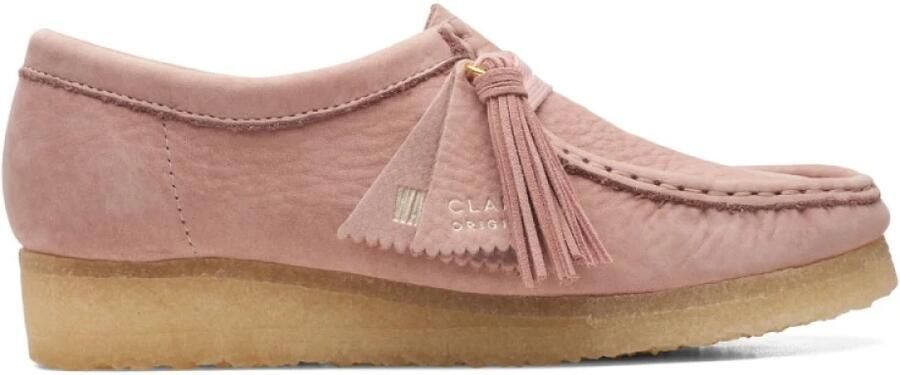 Clarks Wallabee Roze Nubuck Casual veterschoenen Dames