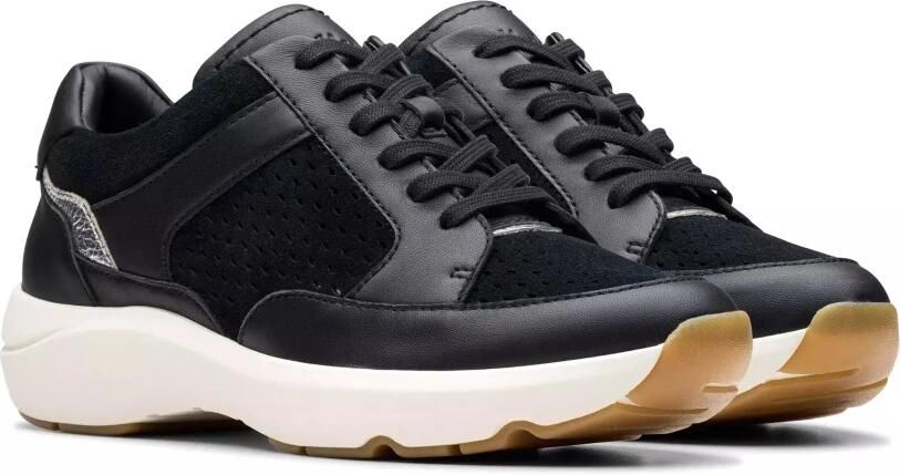 Clarks Zwarte Leren Mesh Dames Sneakers
