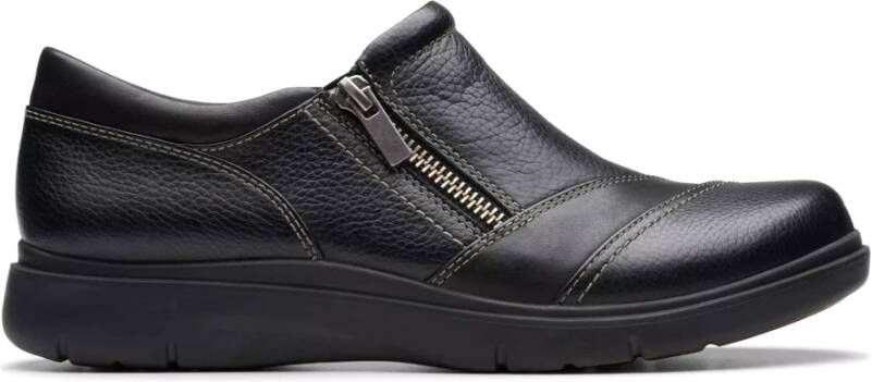 Clarks Comfortabele leren loafer in zwart Black Dames