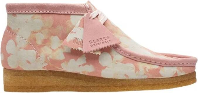 Clarks Roze Bloemen Wallabee Laarzen Bruin Dames