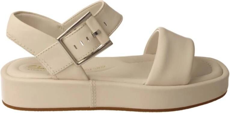 Clarks Stijlvolle Platte Sandalen voor Vrouwen White Dames