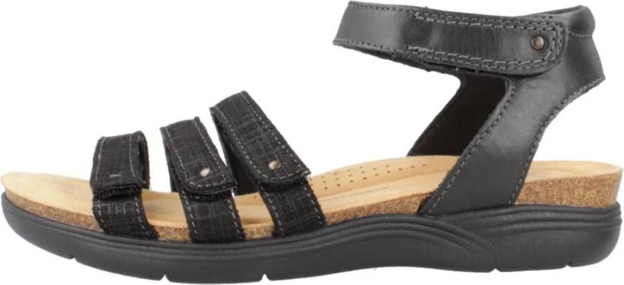 Clarks Flat Sandals Black Dames