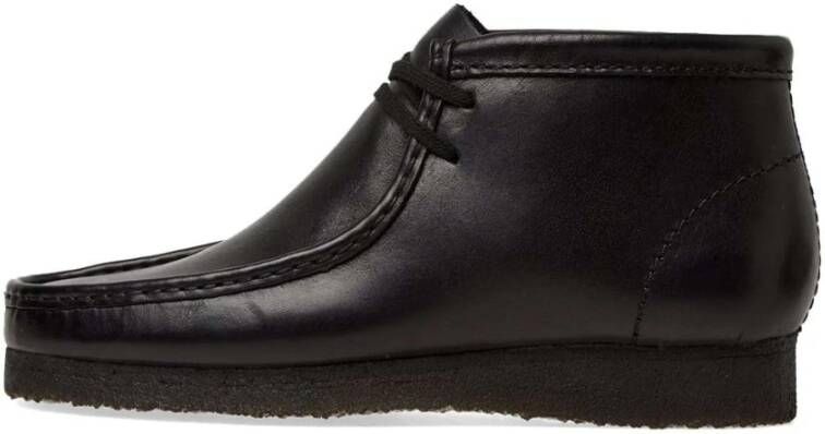 Clarks Klassieke Wallabee Boot Zwart Leer