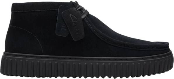 Clarks Moderne Zwarte Suède Enkellaars Black Heren