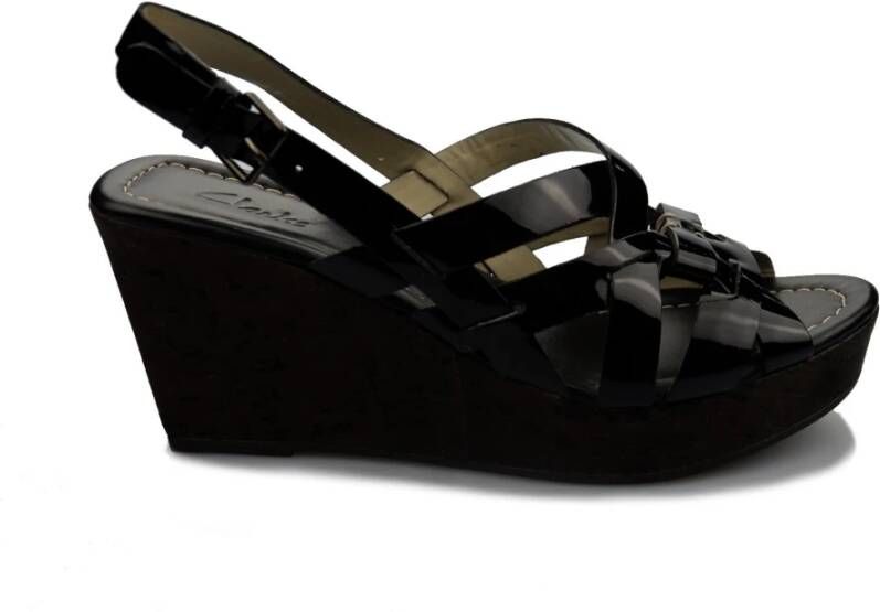 Clarks Patentleren Sleehak Sandalen Black Dames