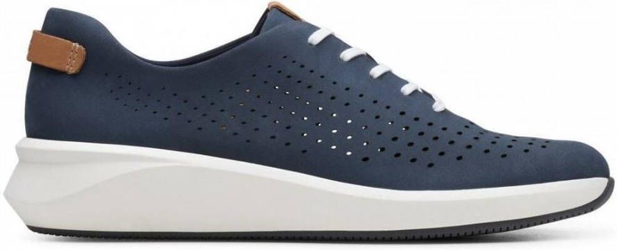 Clarks Un Rio Tie Dames Sneakers Navy Nubuck