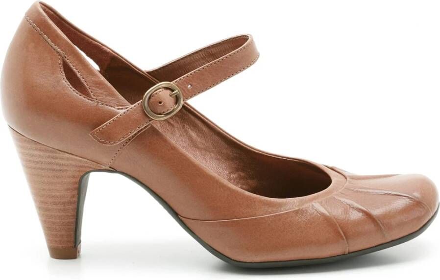 Clarks Stijlvolle Leren Damesschoen met Band Brown Dames