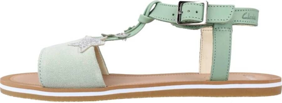Clarks Stijlvolle platte sandalen voor de zomer Green Dames