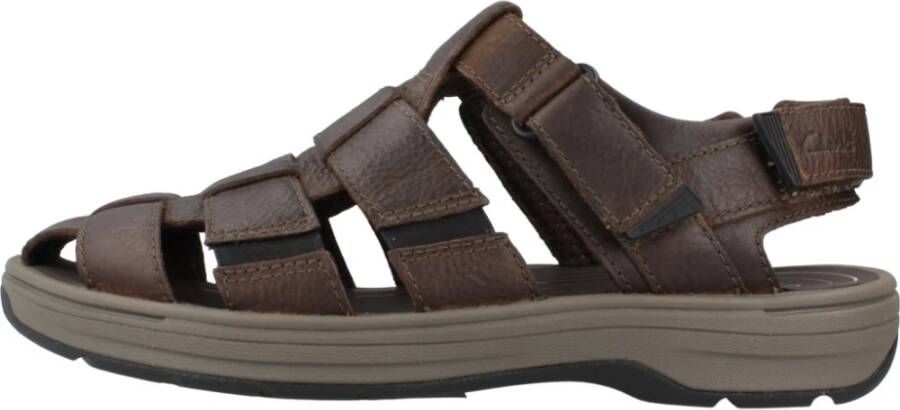 Clarks Stijlvolle Platte Sandalen voor Mannen Brown Heren