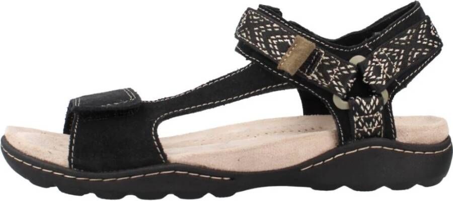 Clarks Stijlvolle platte sandalen voor vrouwen Black Dames