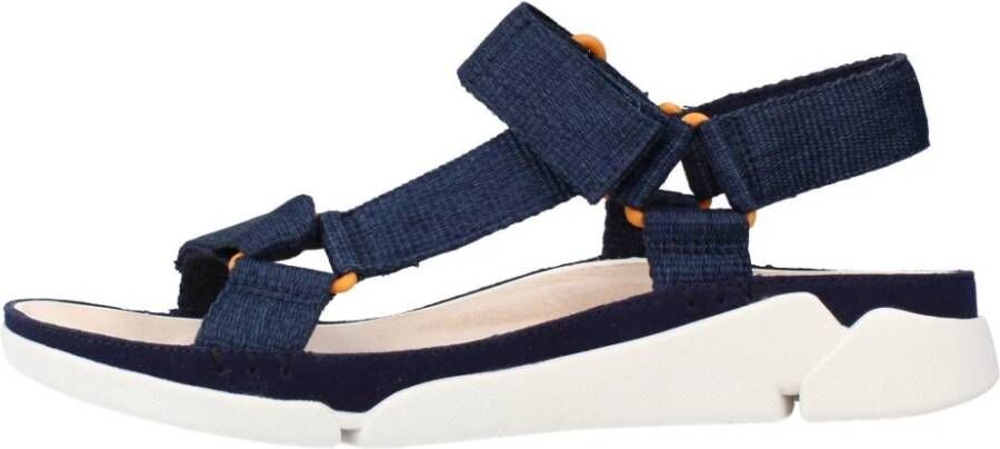 Clarks Stijlvolle platte sandalen voor vrouwen Blue Dames
