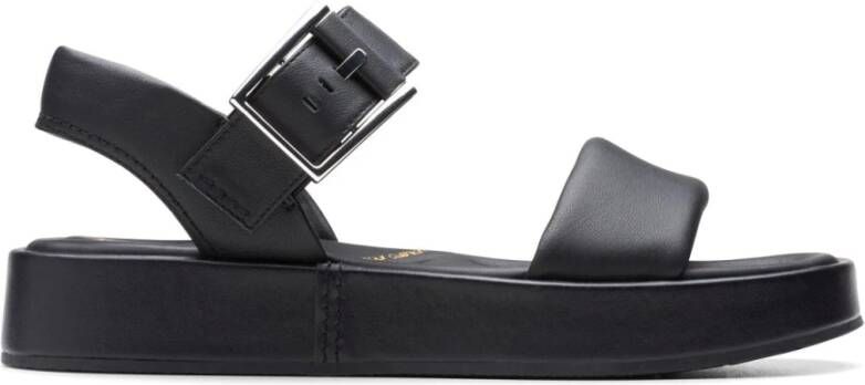 Clarks Zwarte Band Platte Sandalen Vrouwen Black Dames