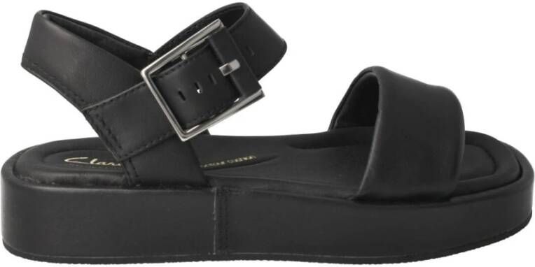 Clarks Zwarte leren band sandaal Black Dames