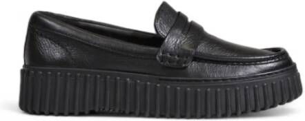 Clarks Zwarte leren instapmocassin met rubberen zool