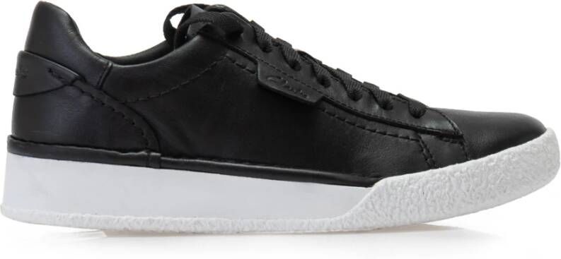 Clarks Zwarte Leren Sneakers Craft Cup Black Dames