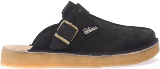 Clarks Zwarte Suede Trek Muiltjes Black Heren