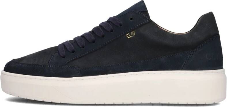 CLAY Lage Sneakers Heren Lpenzo Maat: 43 Materiaal: Leer Kleur: Blauw