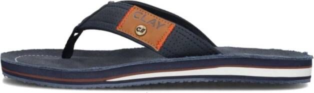 Clay Blauwe Leren Heren Slippers - Foto 6