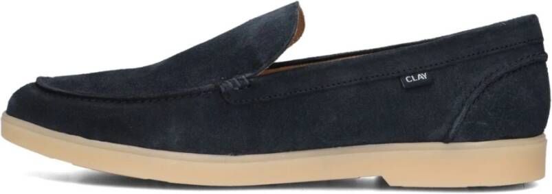 Clay Blauwe Suède Loafers met Stijlvolle Details