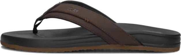 CLAY Slippers Heren 003 Maat: 48 Materiaal: Leatherlook Kleur: Bruin - Foto 2