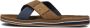 Clay Bruine Leren Look Slippers met Brede Banden - Thumbnail 3