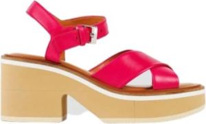 Clergerie Fushia leather platform sandals Colour: Rose Roze Dames