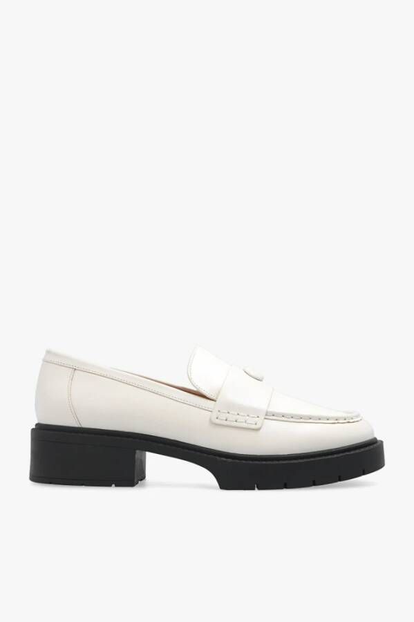 Coach Loafers & ballerina schoenen Leah Leather Loafer in crème