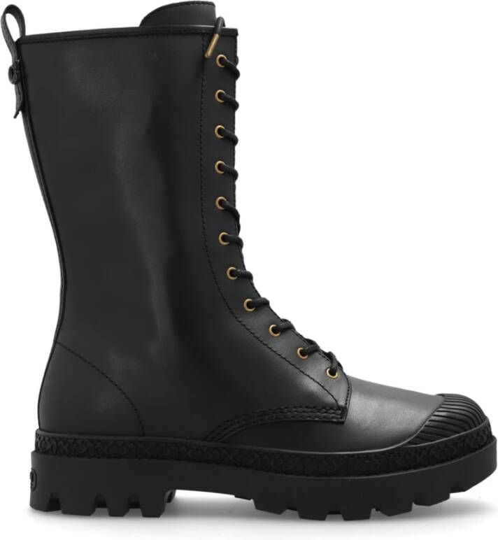 Coach Zwarte Leren Veterschoenen Black Dames