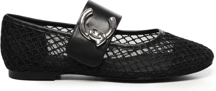 Coccinelle Zwarte Mesh Platte Schoenen met Logo