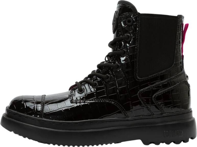 Colmar Zwarte Veterschoenen voor Dames met Logo Details Black