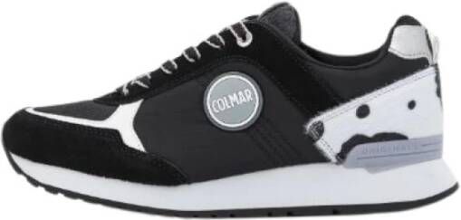 Colmar Zwarte Sneakers met Suède en Animal Print Black Dames