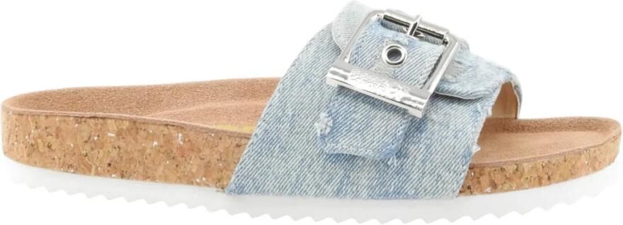 Colors of California Platte sandalen Monoband sandal cork denim