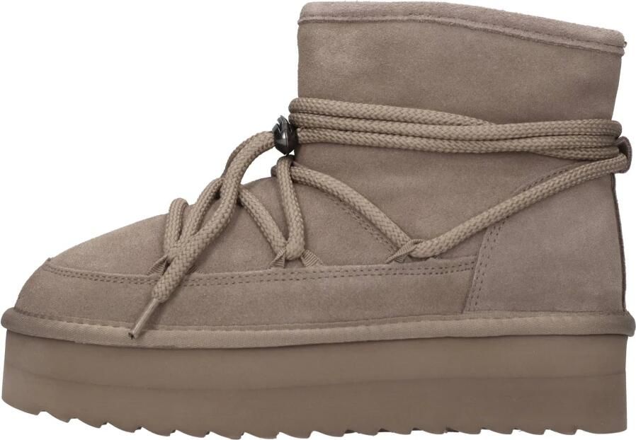 Colors of California Platform mountain look gevoerde suède veterboots taupe
