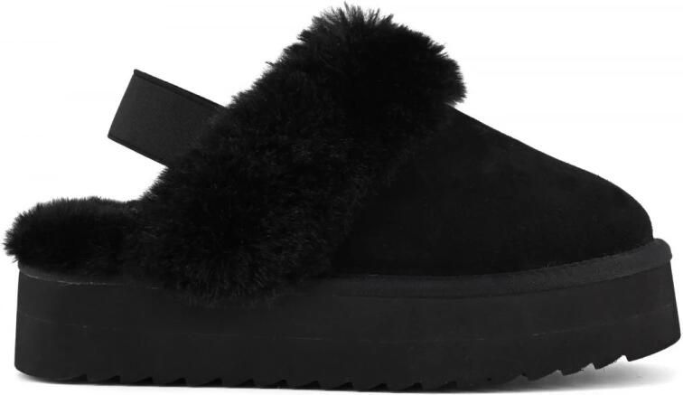 Colors of California Suède Platform Slipper met Bandsluiting Black Dames