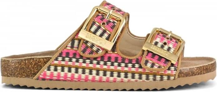 Colors of California Etnische geweven sandaal met zilveren gespen