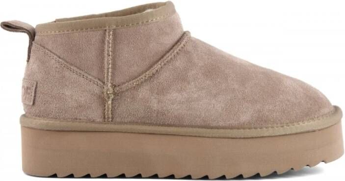 Colors of California Suede Winter Platform Laars Brown Dames