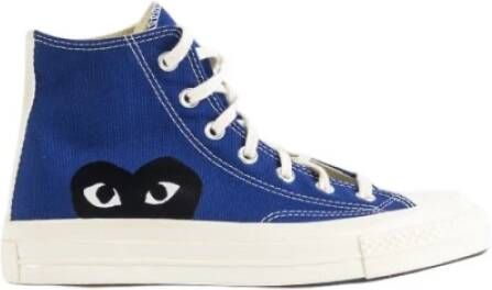 Comme des Garçons Blauwe Canvas High-Top Sneakers met CDG Heart Logo Blue